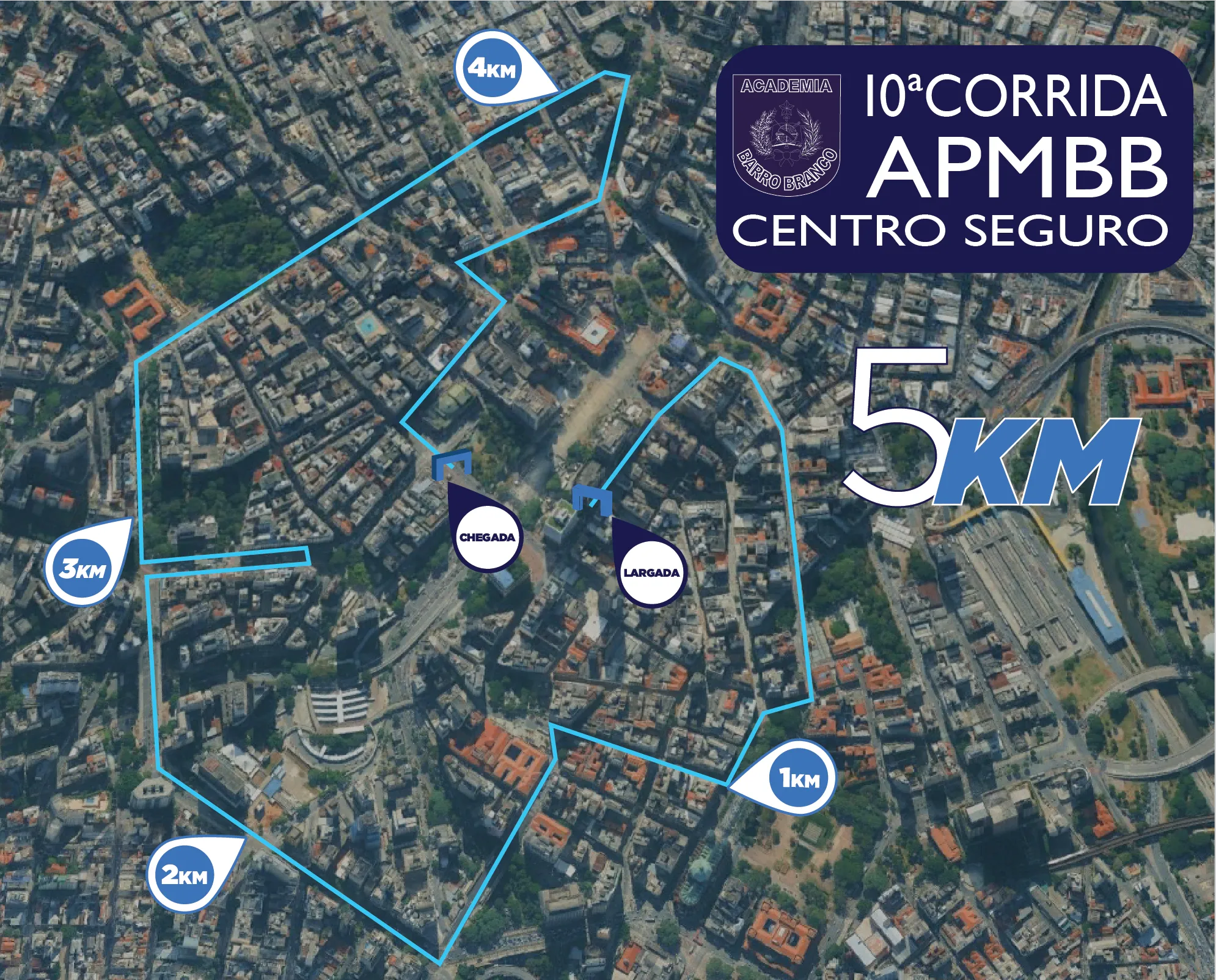 Mapa detalhado do percurso Corrida 5 km