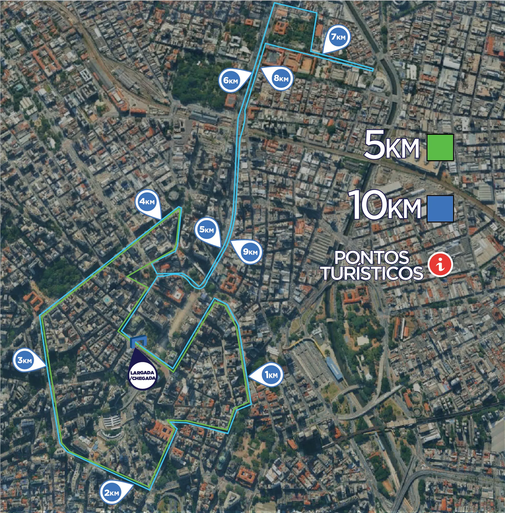 Mapa de pontos históricos da corrida Barro Branco